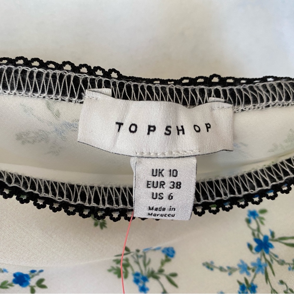 NWT Topshop Cream/Blue Midi Pencil Skirt Casual